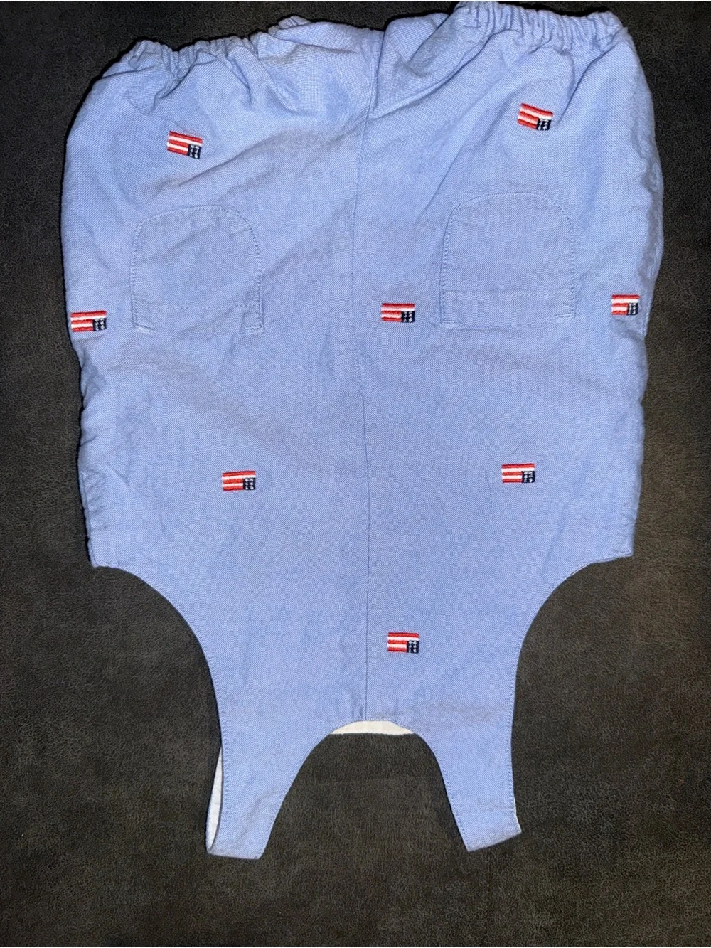 Janie and Jack Light Blue Embroidered Flag Bubble Overalls